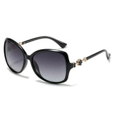 (6 PACK) Wholesale Sunglasses New Arrival Polarized Women Oversized Vintage Street Trendy 2025 - BulkSunglassesWholesale.com - Shiny Black Frame Gradient Black Lens